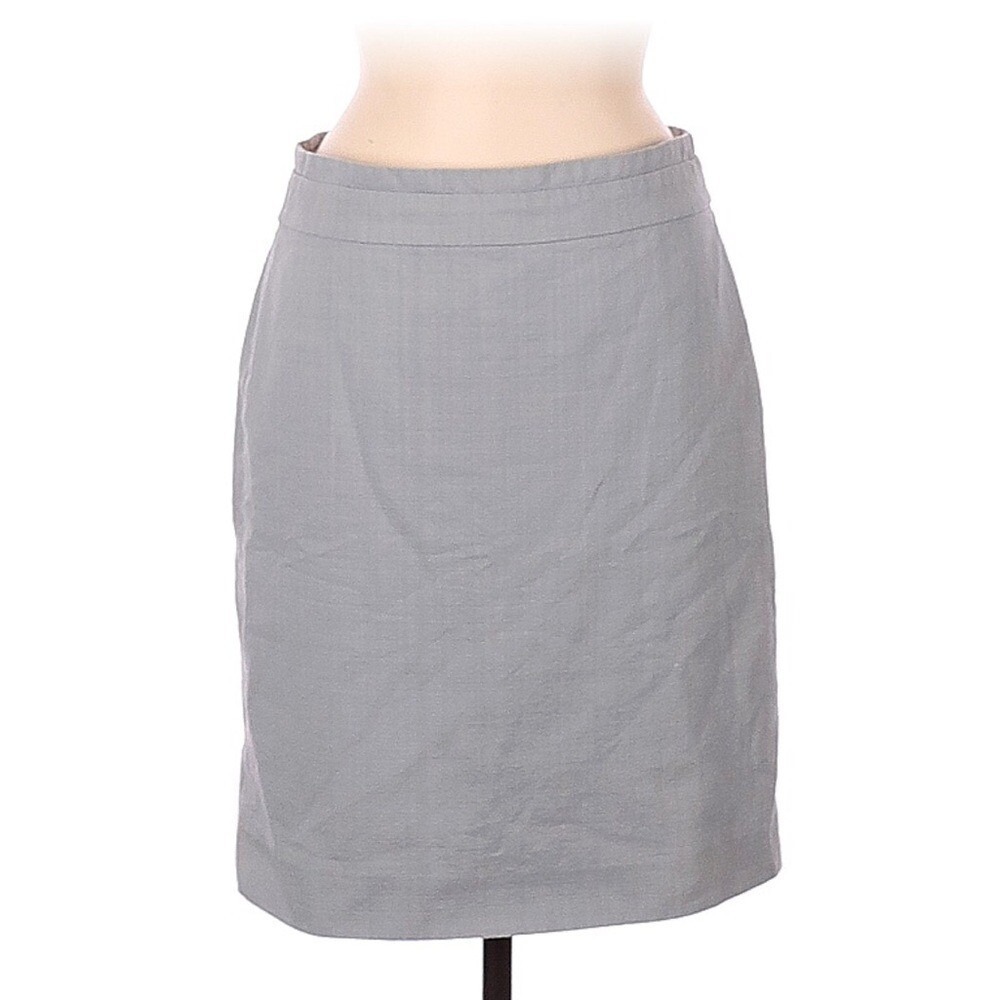 J crew pale Gray Lined Woven Linen Look Pencil Skirt size 6